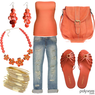 Jean boyfriend - Look Orange Jean boyfriend - Look Orange