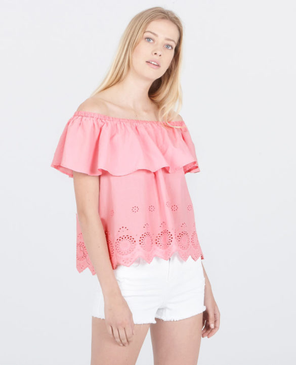 Blouse brodée à col Bardot, Pimkie Blouse brodée à col Bardot, Pimkie